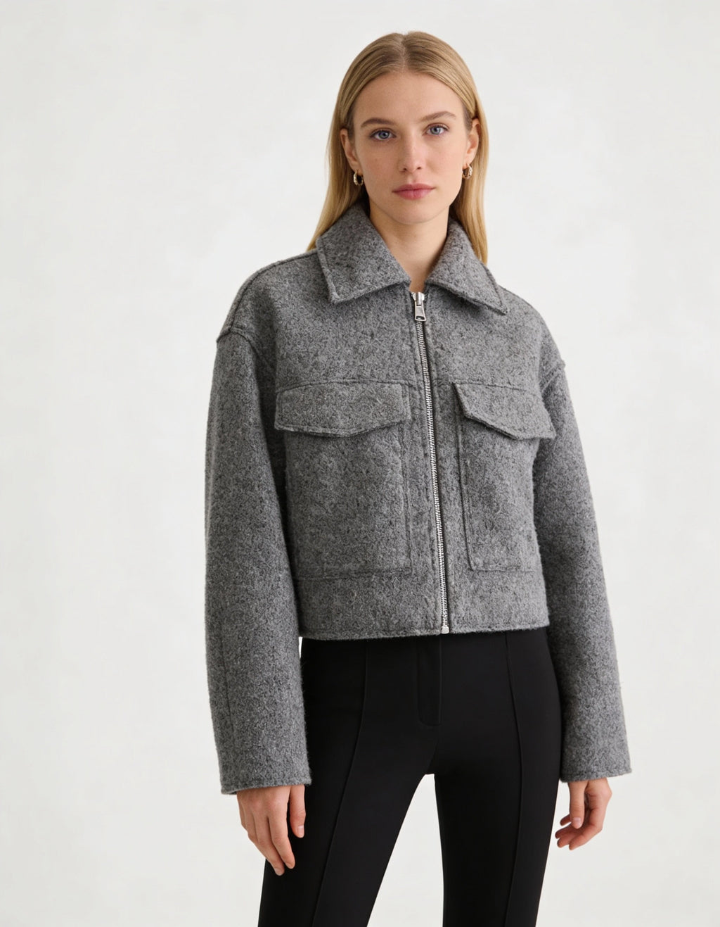 NORA™ | Wool Blend Bomber Jacket