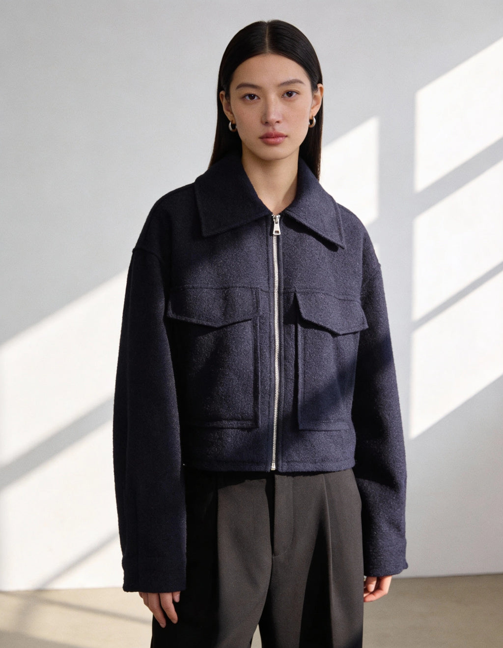 NORA™ | Wool Blend Bomber Jacket